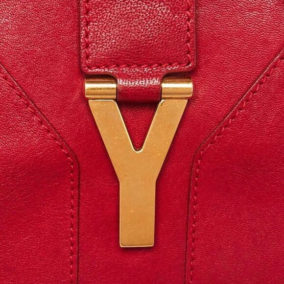 Yves Saint Laurent Red Leather Medium Cabas ChYc Bag - Picture 5 of 12